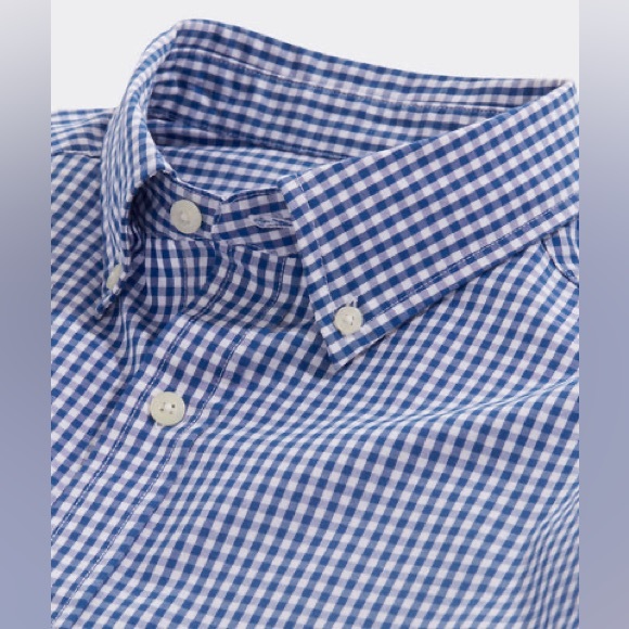 NWOT Men’s Vineyard Vines Slim Fit Gingham Poplin in Navy Blue&White - L - Picture 5 of 9